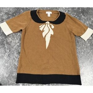 M.S.S.P.  Womens Knit Bow Peter Pan Collar Sweater Top Sz L